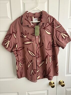 Men’s Goodfellow & Co Mauve and Cream Printed Button-Up Shirt (XXL) New